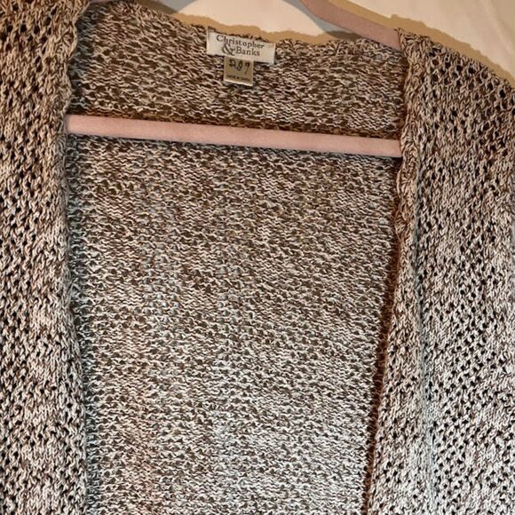 Christopher & Banks Shrug Sz M Oatmeal One Button Cottagecore Bohochic Cozy - Picture 3 of 4